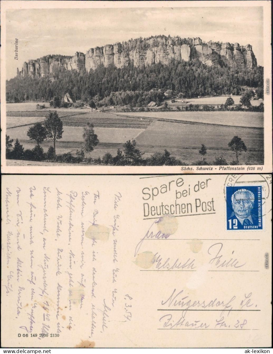 Pfaffendorf-Königstein (Sächsische Schweiz)  Pfaffenstein 1953 - Koenigstein (Saechs. Schw.)