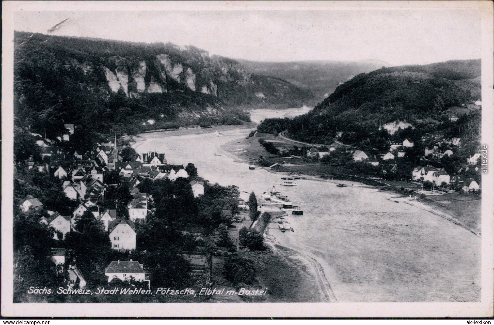 Ansichtskarte Wehlen Stadt Wehlen - Pötzscha, Elbtal Mit Bastei 1939 - Wehlen