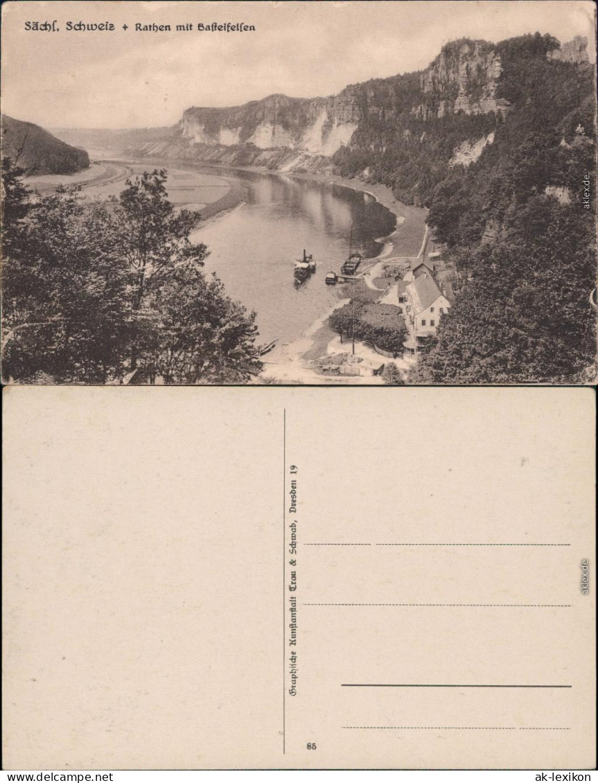 Ansichtskarte Rathen Panorama-Ansicht Basteifelsen 1918 - Rathen