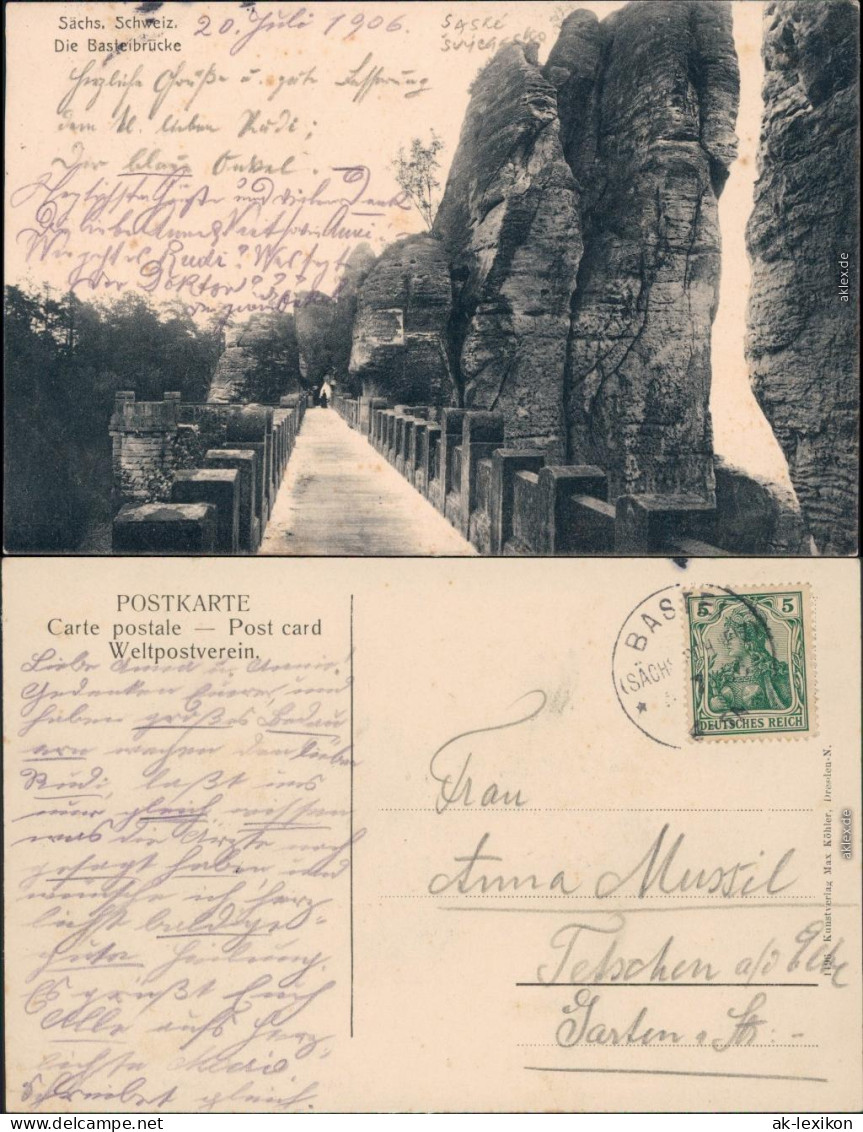 Ansichtskarte Rathen Partie Auf Der Basteibrücke 1906  - Rathen