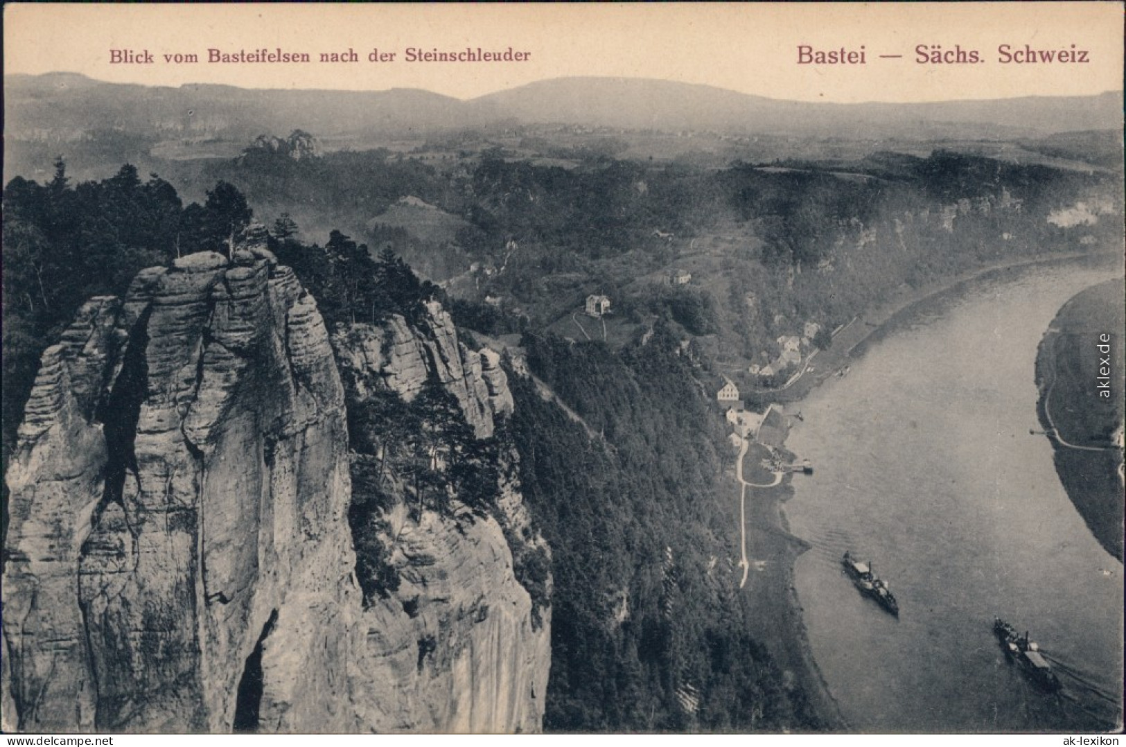 Ansichtskarte Rathen Blick Von Der Bastei Nach Der Steinschleuder 1918  - Rathen