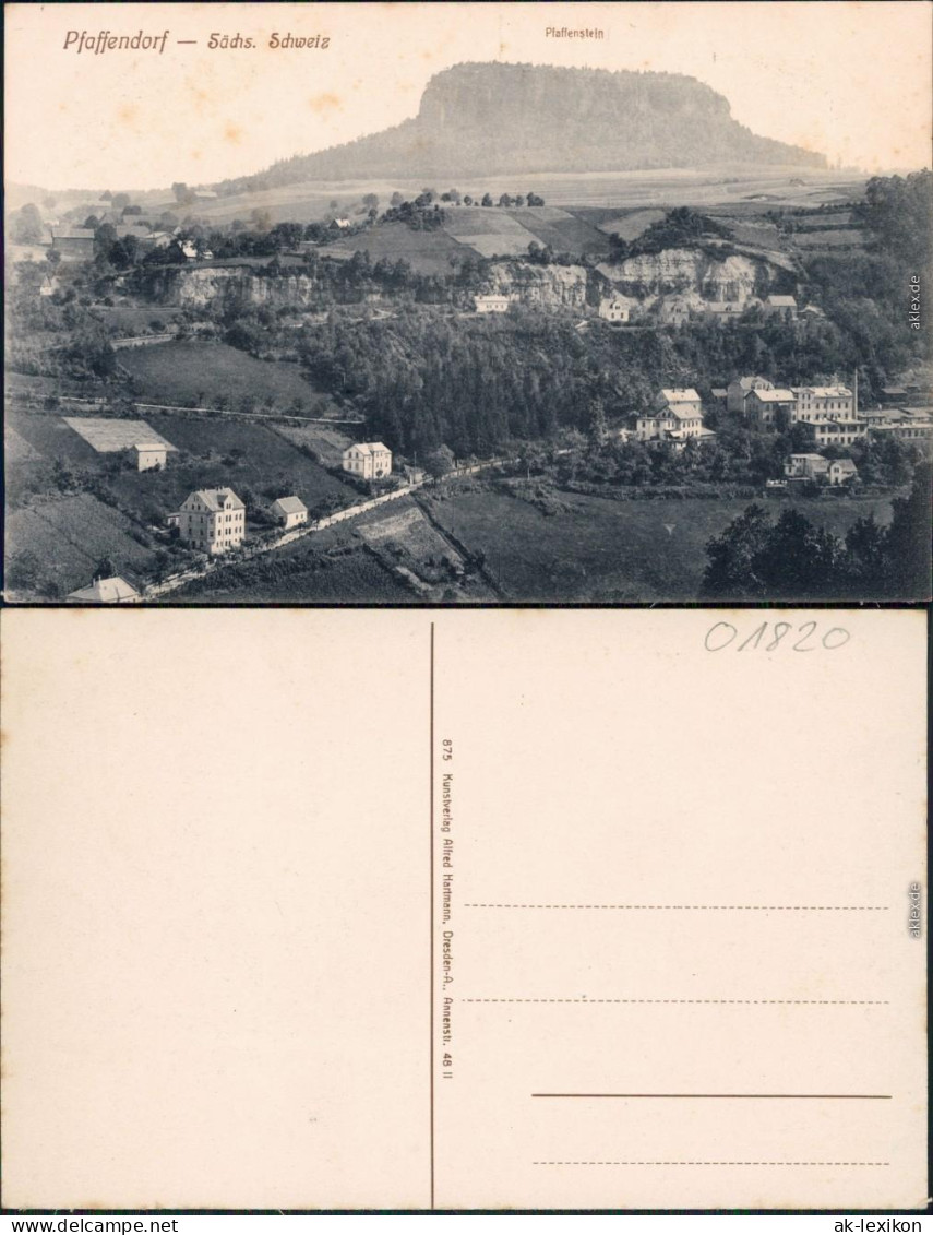 Pfaffendorf-Königstein (Sächsische Schweiz) Panorama-Ansicht 1917 - Königstein (Sächs. Schw.)