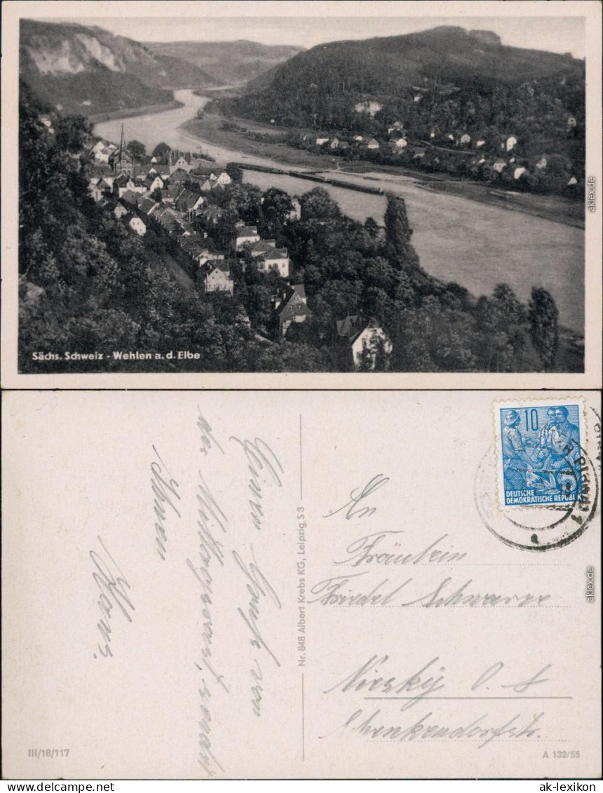 Ansichtskarte Wehlen Panorama-Ansicht 1955 - Wehlen