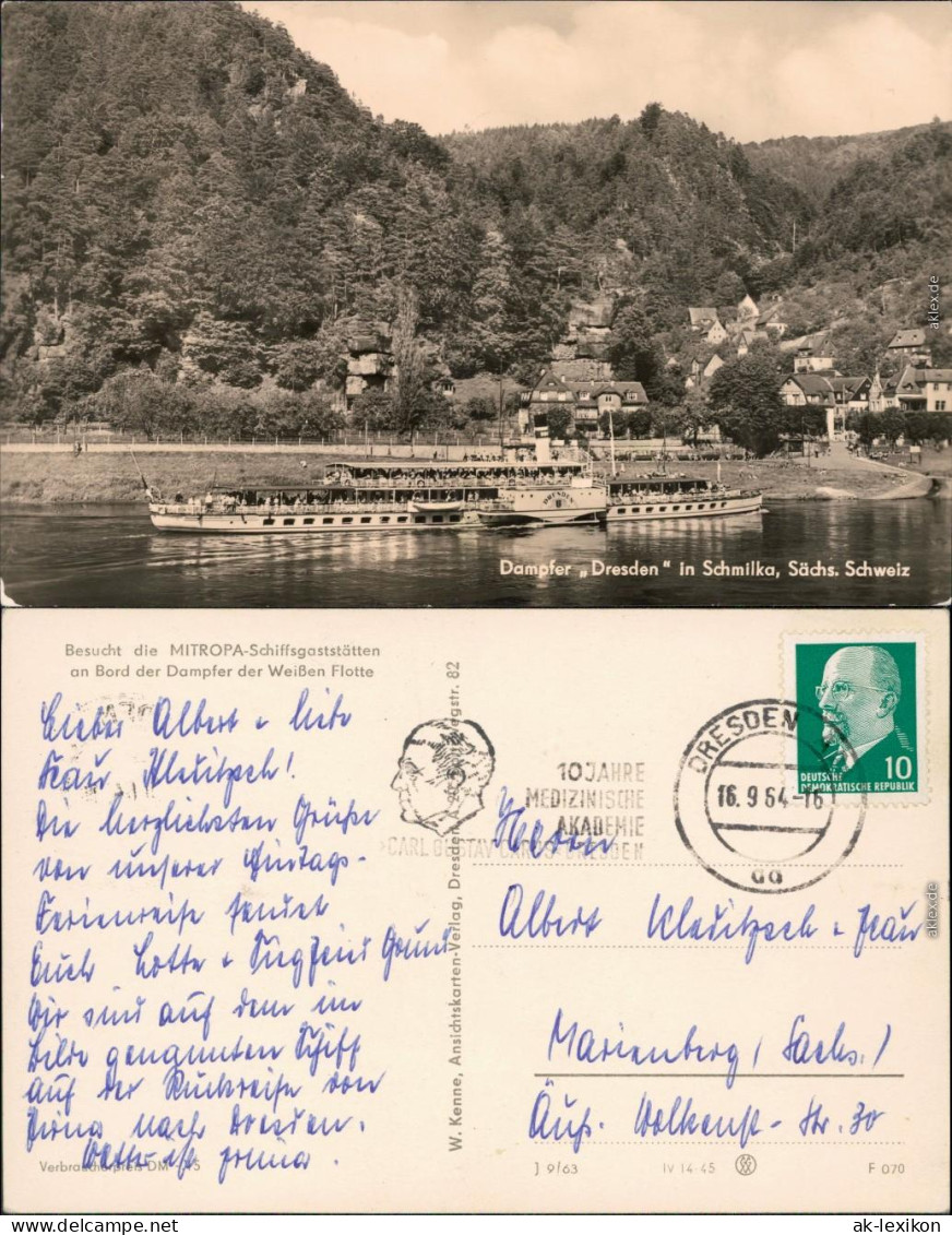 Ansichtskarte Schmilka Dampfer Dresden Vor Der Stadt 1964  - Schmilka