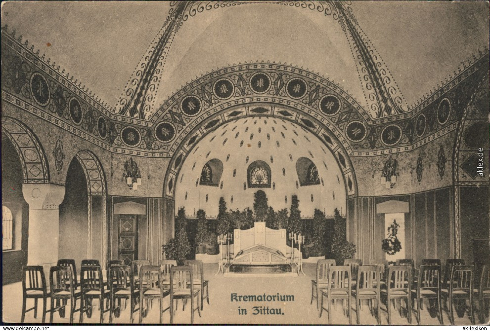 Ansichtskarte Zittau Krematorium - Innenansicht - Saal 1915 - Zittau