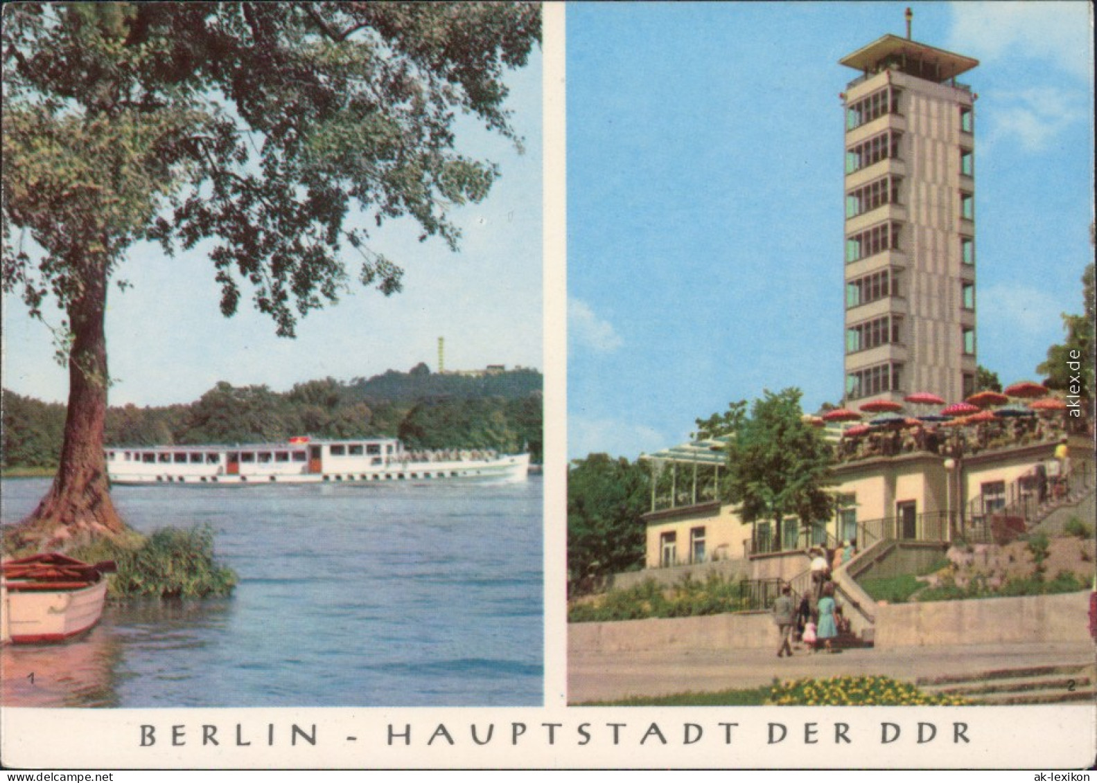 Ansichtskarte Berlin Weiße Flotte, Müggelturm 1968 - Köpenick