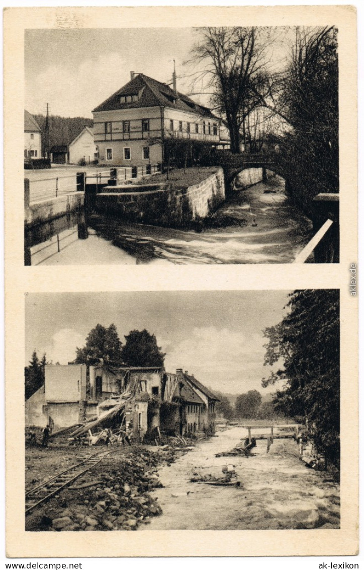 Bad Gottleuba Berggießhübel Badehotel Unwetter 8. Juli 1927 - Flußseite 1927 - Bad Gottleuba-Berggiesshuebel