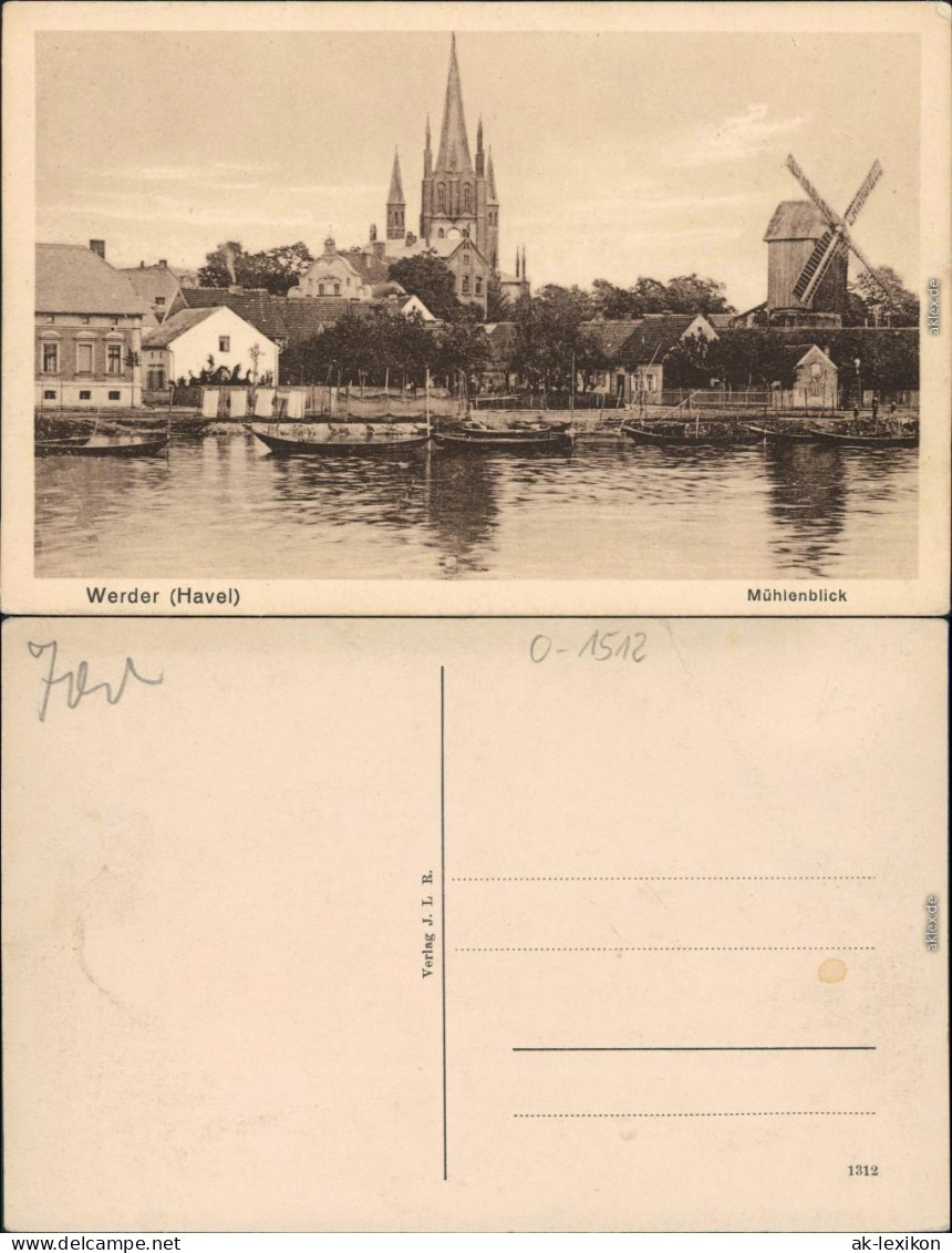 Werder (Havel) Blick Auf Die Stadt - Anlegestelle Und Windmühle 1922  - Werder