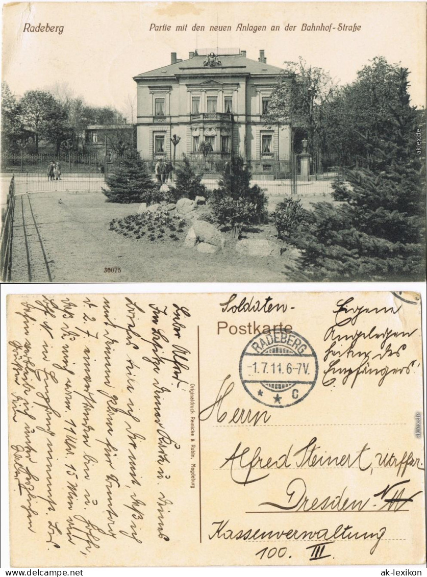 Ansichtskarte Radeberg Villa, Anlagen - Bahnhofstraße Ansichtskarte 1911 - Radeberg