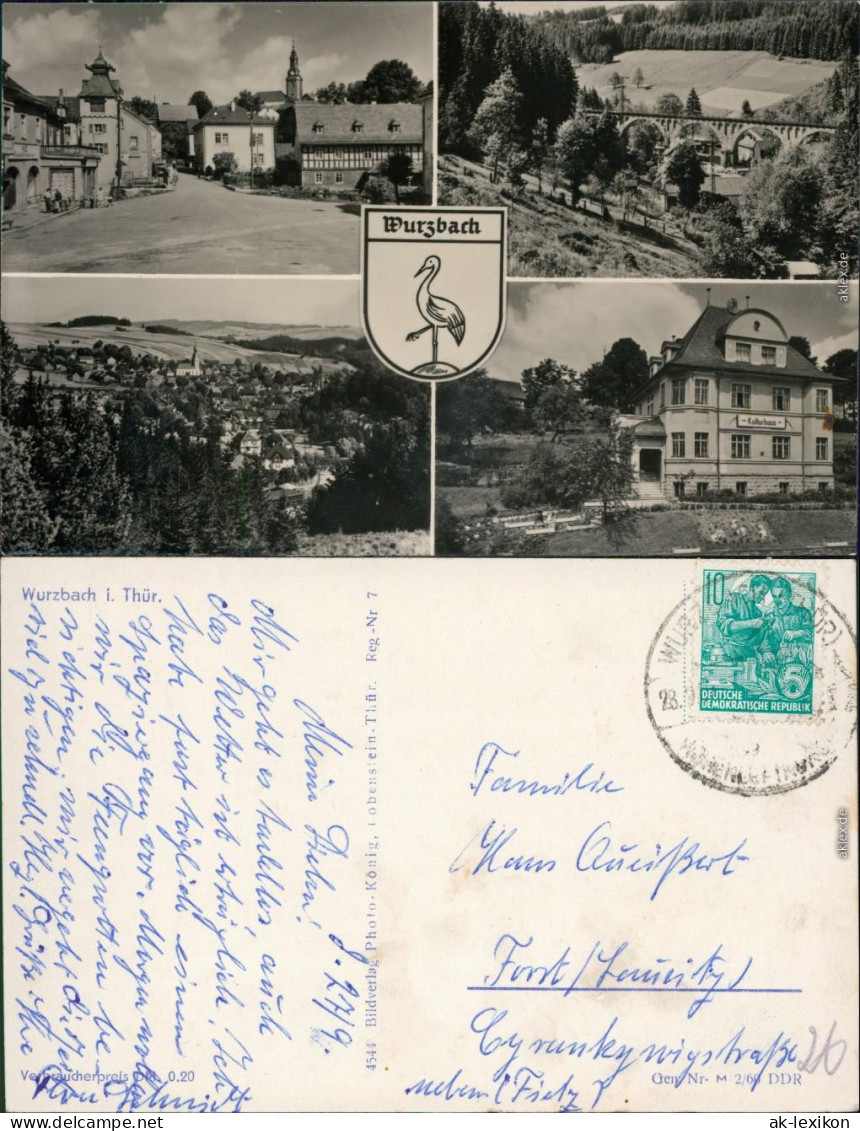 Ansichtskarte Wurzbach Stadtmitte, Brücke, Überblick, Kaufhaus 1960 - Wurzbach