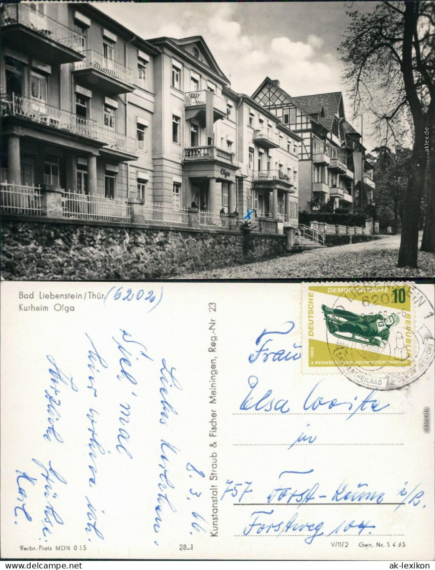 Ansichtskarte Bad Liebenstein Kurheim Olga 1966 - Bad Liebenstein