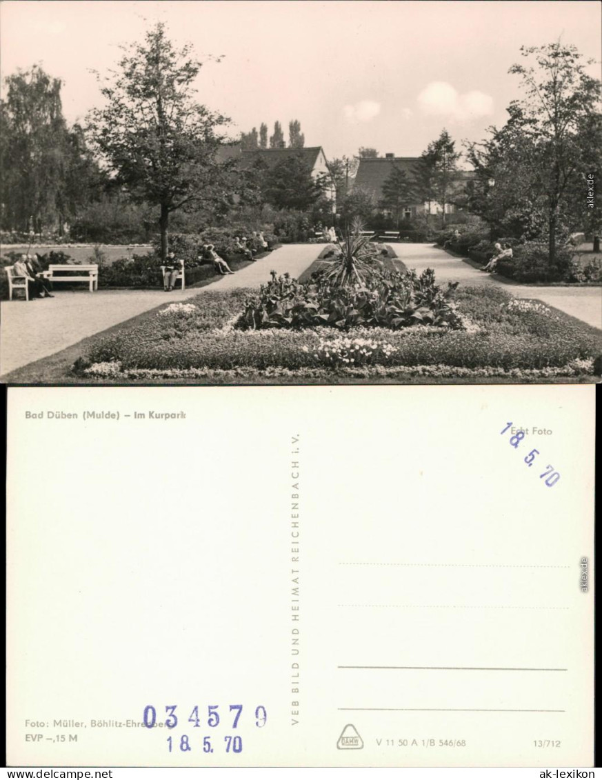 Ansichtskarte Bad Düben Kurpark Mit Blumenbeeten 1970 - Bad Dueben