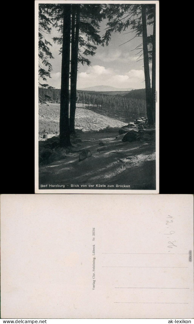 Ansichtskarte Bad Harzburg Blick Von Der Küste Zum Brocken 1936 - Bad Harzburg