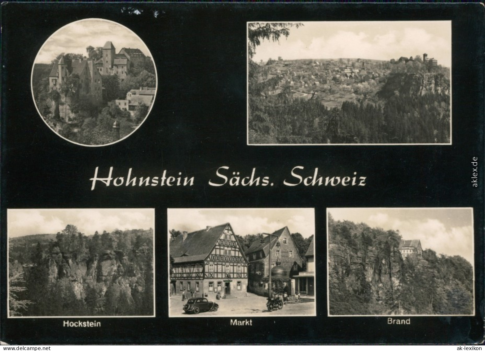 Hohnstein (Sächs. Schweiz) Burg, Panorama, Hockstein, Markt, Brand 1965 - Hohnstein (Sächs. Schweiz)