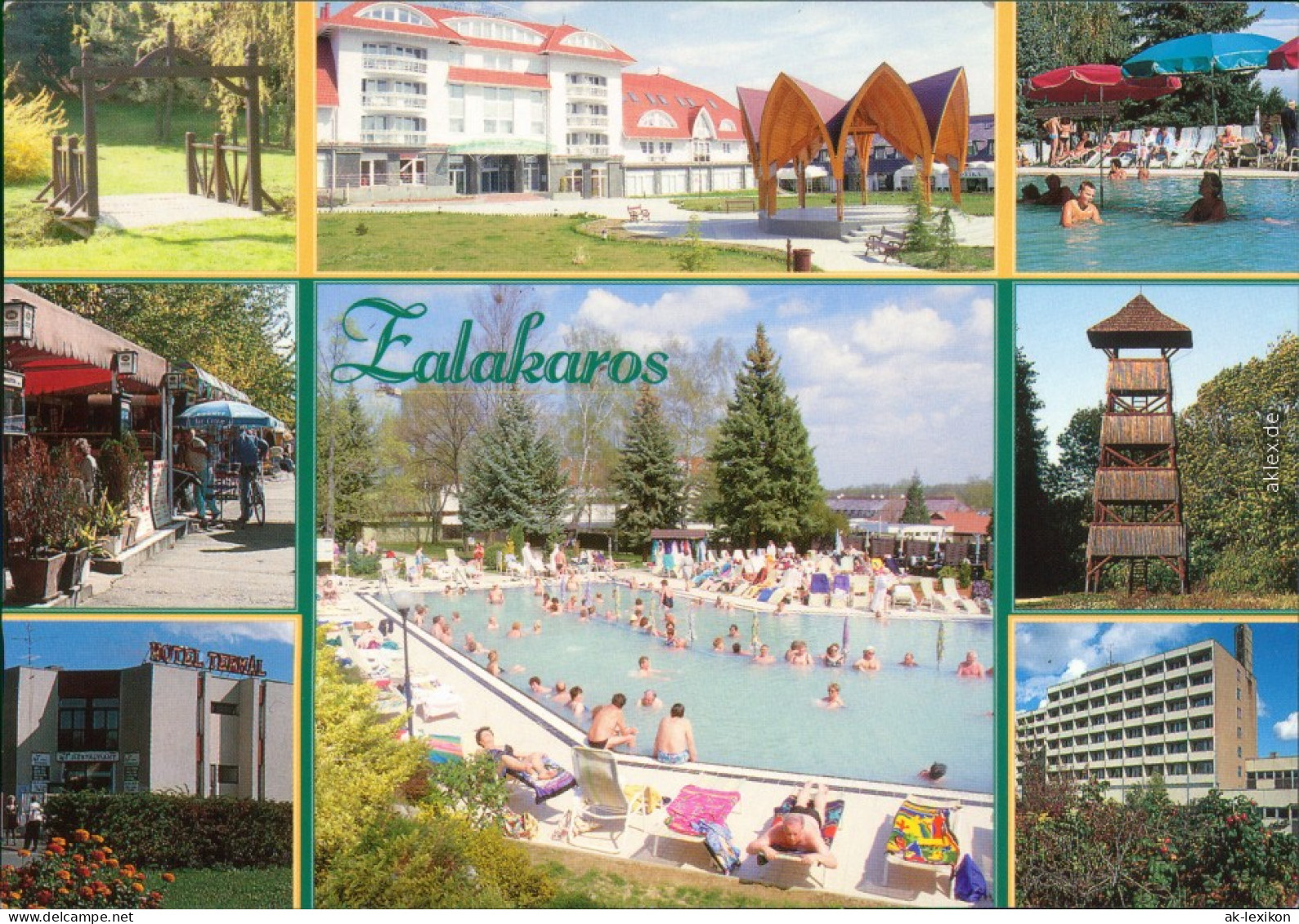 Ansichtskarte Zalakaros Brücke, Hotel, Schwimmbad, Café, Turm Uvm. 1996 - Hungary