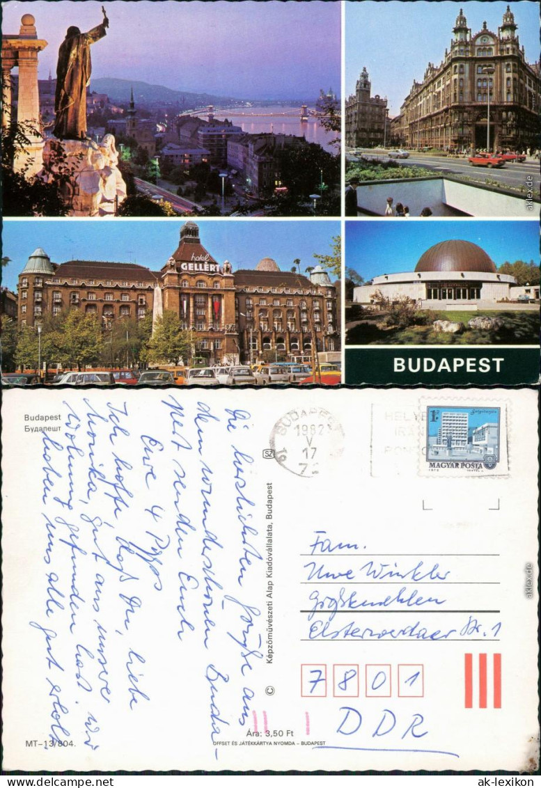 Ansichtskarte Budapest Überblick, Ortsmotiv, Hotel Gallert, Kugelhaus 1982 - Hungary