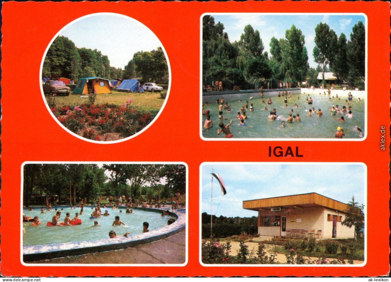 Ansichtskarte Igal (Somogy) Campingplatz, Schwimmbad, Kiosk 1983 - Hungary