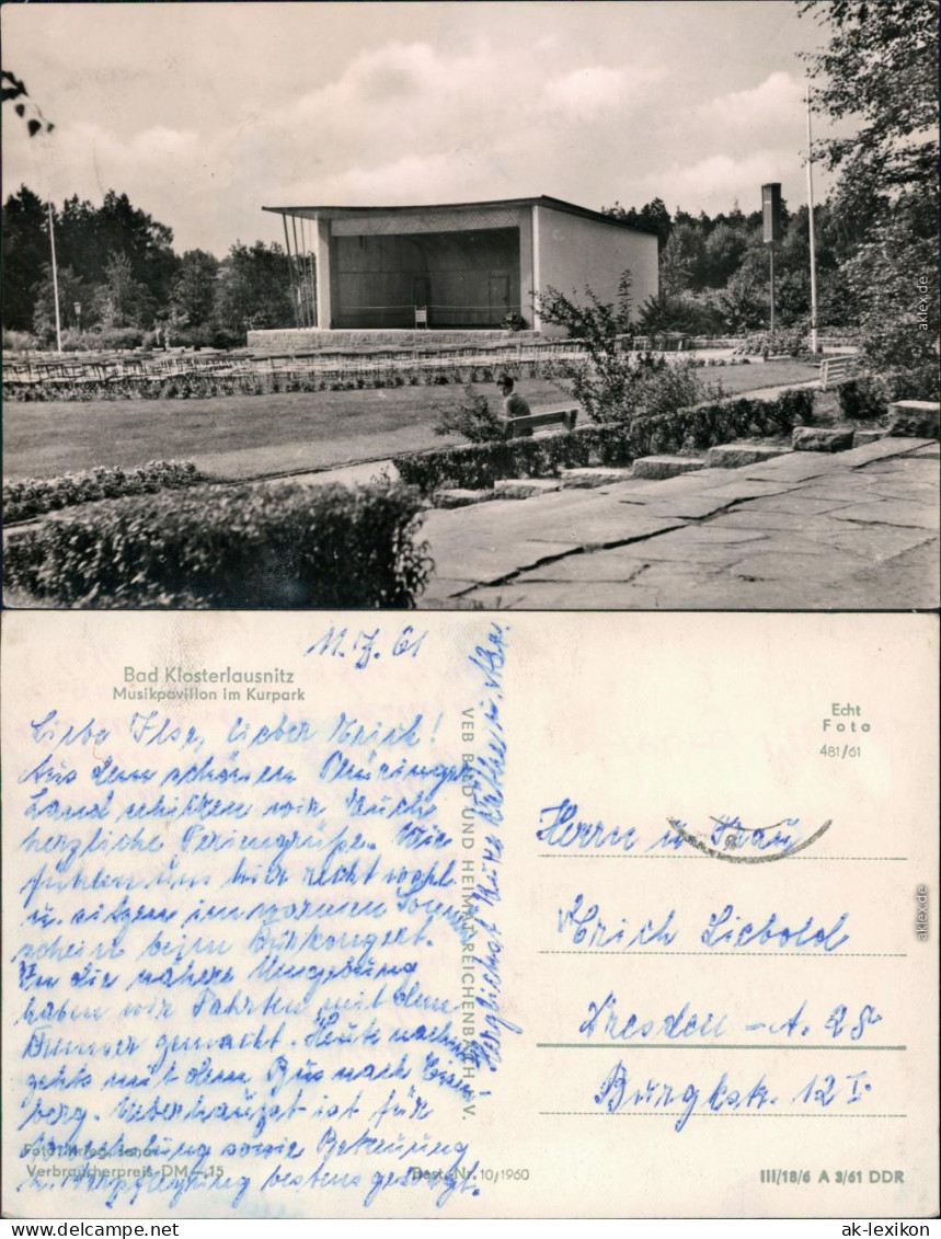 Ansichtskarte Bad Klosterlausnitz Musikpavillon Im Kurpark 1961 - Bad Klosterlausnitz