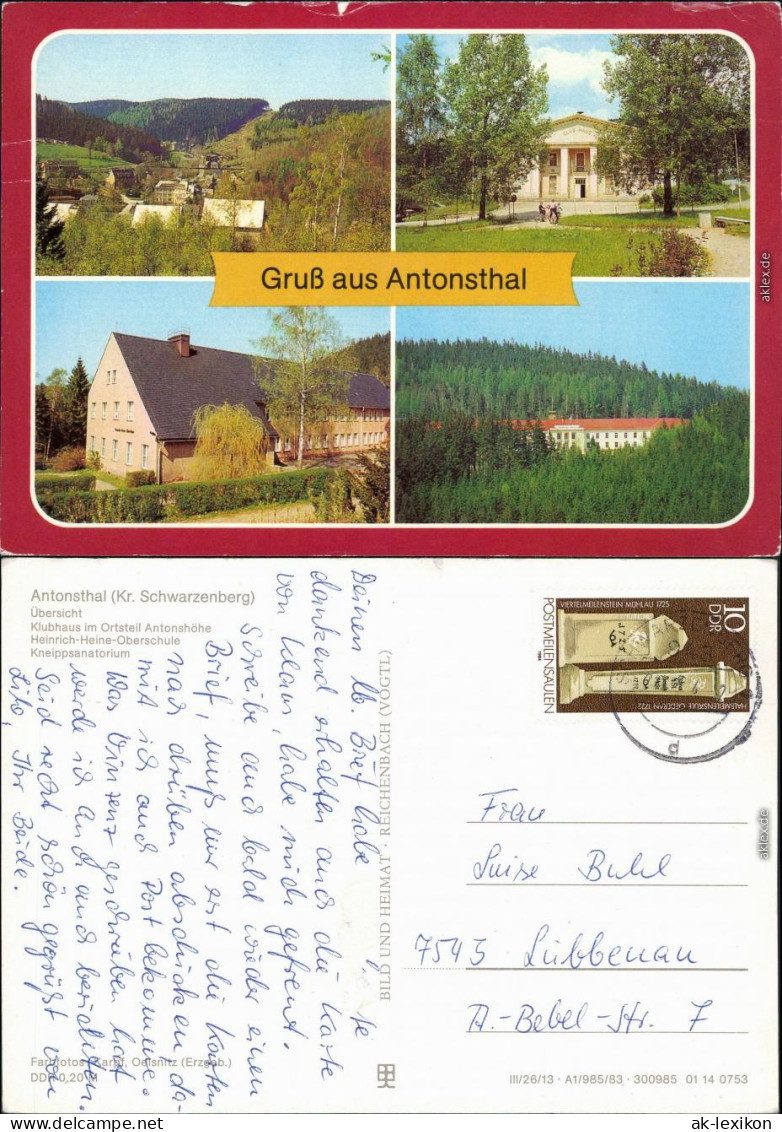 Antonsthal-Breitenbrunn (Erzgebirge) Übersicht, Klubhaus Antonshöhe G1983 - Breitenbrunn