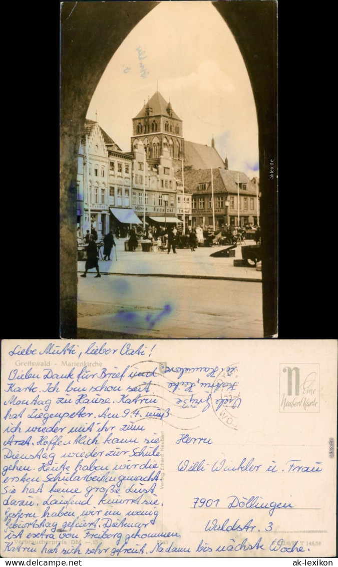 Ansichtskarte Greifswald Marienkirch 1958 - Greifswald