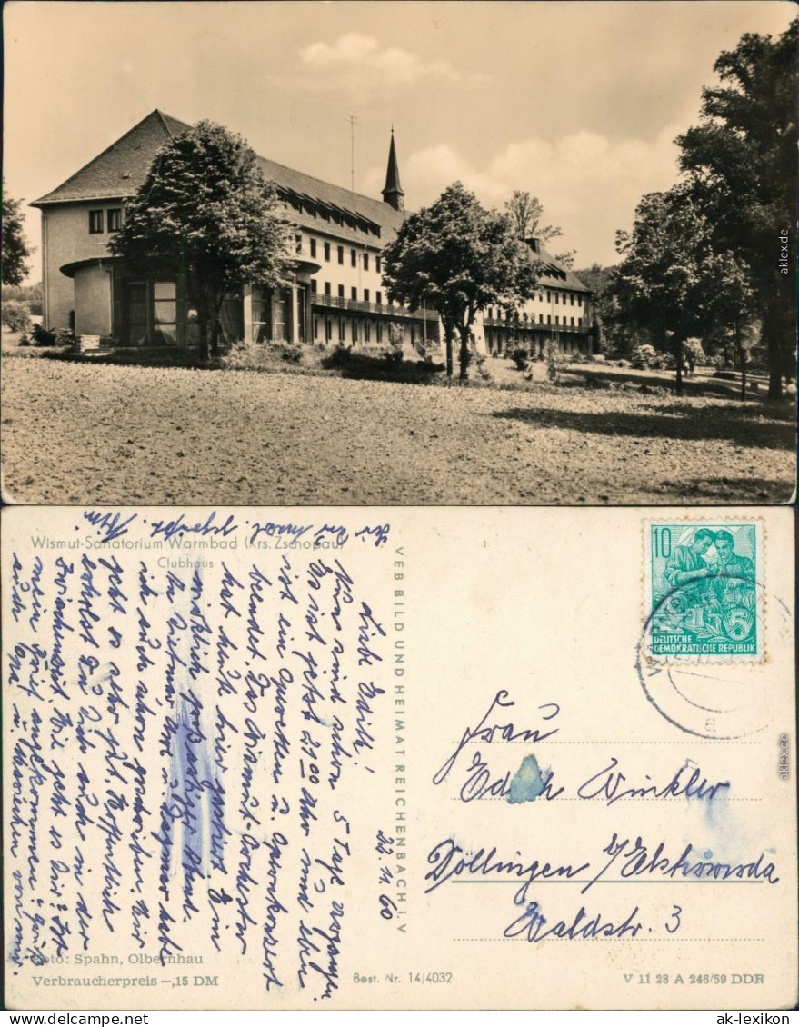 Ansichtskarte Warmbad-Wolkenstein Wismut-Sanatorium Warmbad - Clubhaus 1959 - Wolkenstein