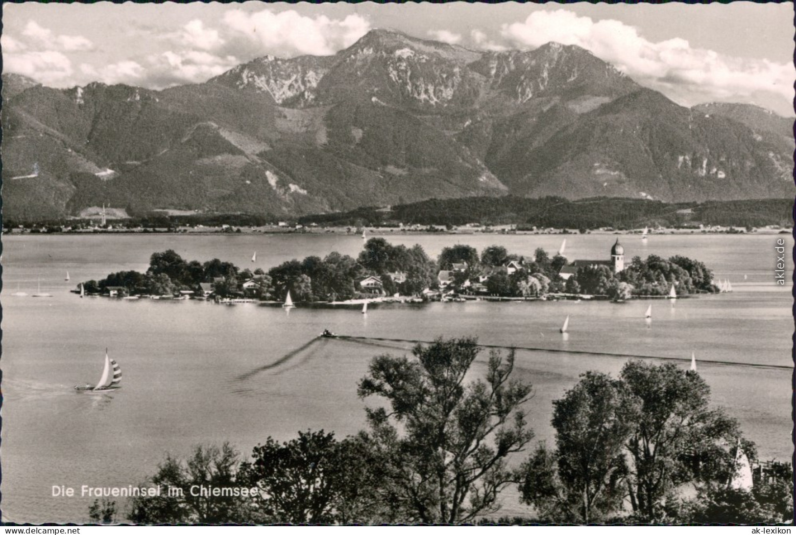 Ansichtskarte Chiemsee Fraueninsel - Chiemsee Mit Bergpanorama 1955 - Chiemgauer Alpen