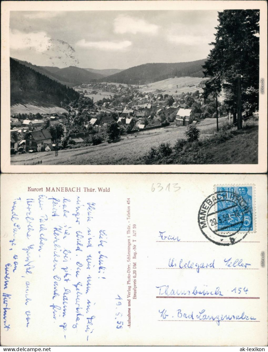 Ansichtskarte Manebach-Ilmenau Panorama-Ansicht Xxx 1959 - Ilmenau