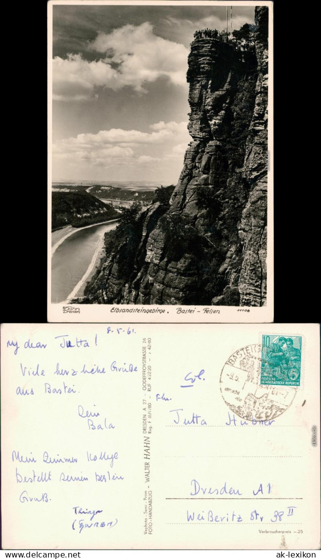 Ansichtskarte Rathen Basteifelsen (Sächsische Schweiz) 1960 Walter Hahn:11108 - Rathen