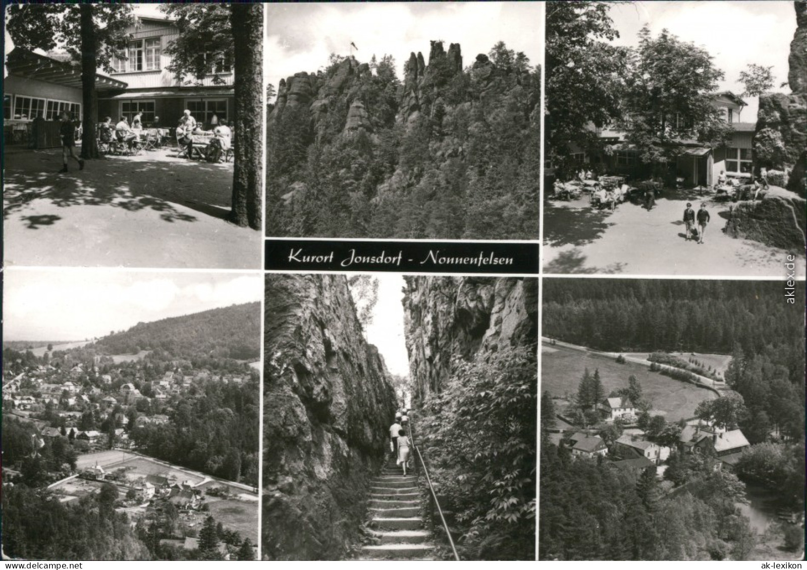 Jonsdorf Zittauer Gebirge, HO-Gaststätte, Gondelfahrt, Panorama-Ansicht 1980 - Jonsdorf