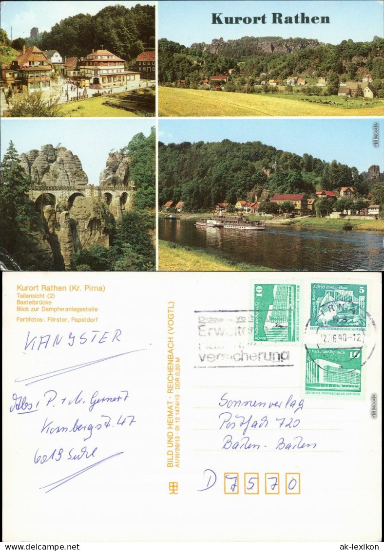 Rathen Teilansicht, Basteibrücke, Blick Zur Dampferanlegestelle G1990 - Rathen