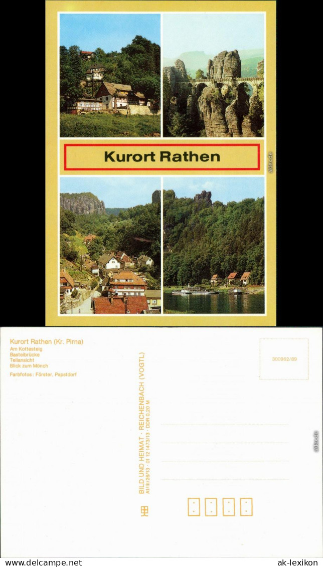 Rathen Am Kottesteig, Basteibrücke, Teilansicht, Blick Zum Mönch 1989 - Rathen