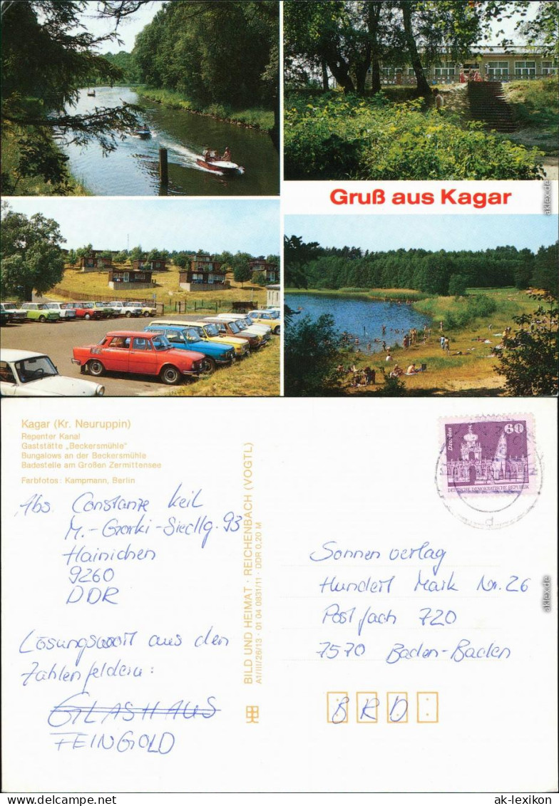 Kagar-Rheinsberg Repenter Kanal, Gaststätte, Bungalows  Beckersmühle  G1989 - Rheinsberg