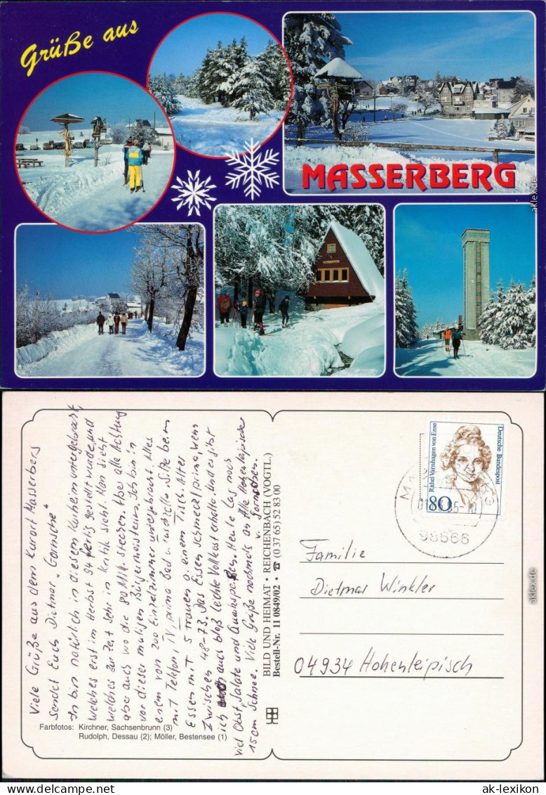 Masserberg Teilansicht, Landschaft, Aussichtsturm - Im Winter 1996 - Masserberg