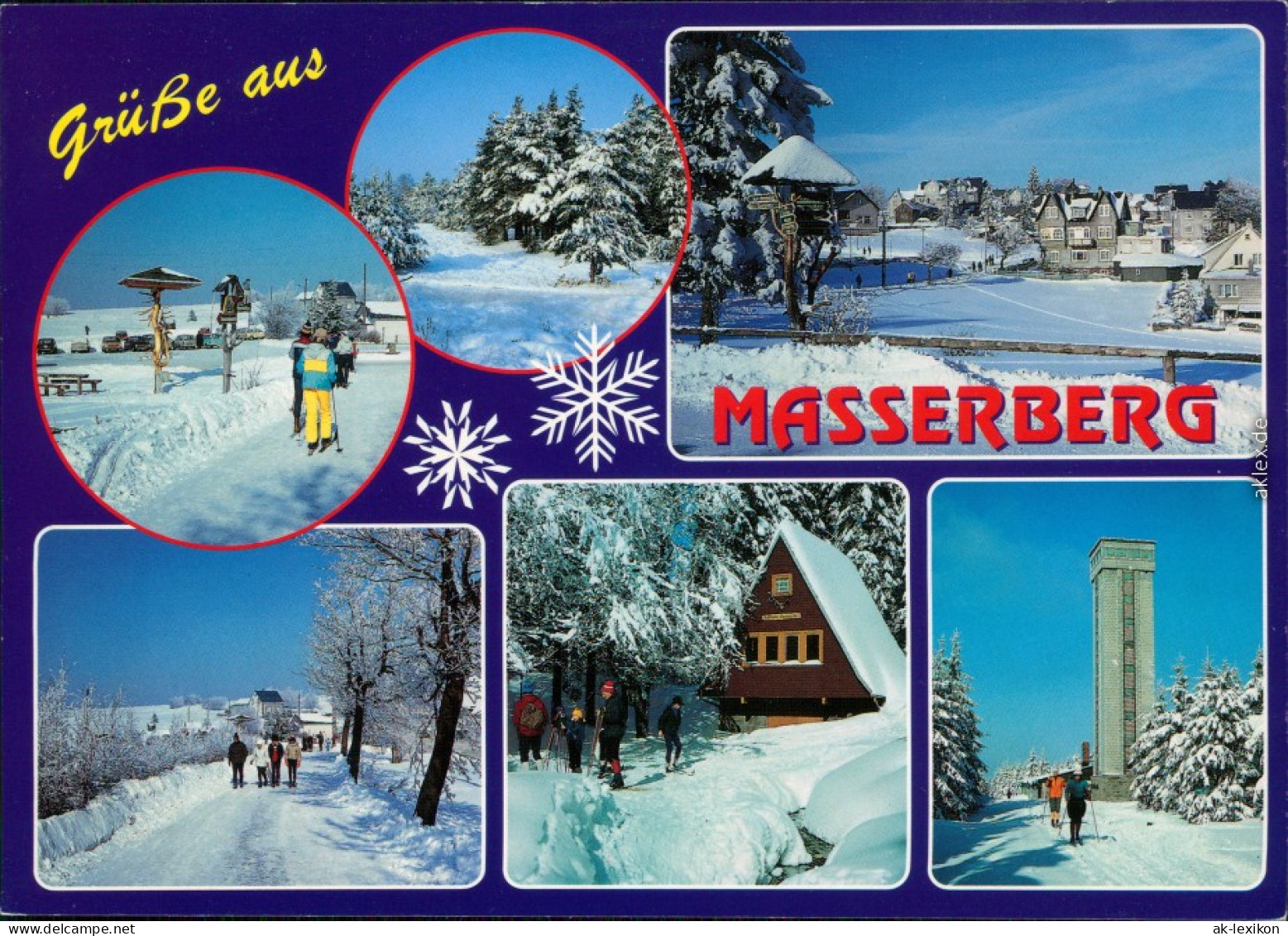 Masserberg Teilansicht, Landschaft, Aussichtsturm - Im Winter 1996 - Masserberg