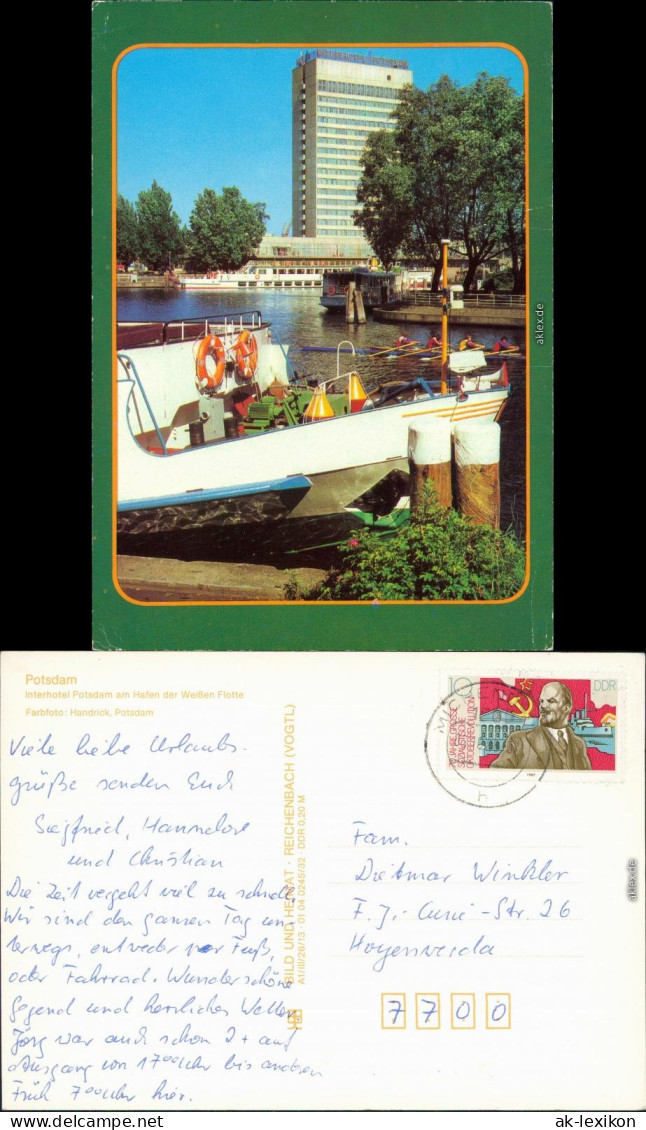 Ansichtskarte Potsdam Interhotel "Potsdam" Am Hafen Der Weißen Flotte G1988 - Potsdam
