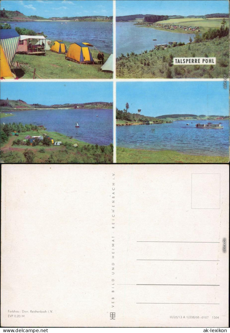 Ansichtskarte Pöhl Talsperre - Campingplatz, Segelboot Und Fähre 1968 - Poehl