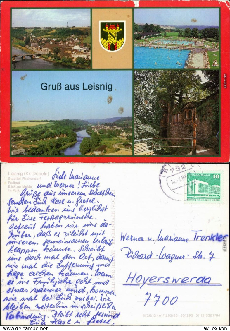 Ansichtskarte Leisnig OT Fischendorf, Freibad, Mulde, Park G1986 - Leisnig