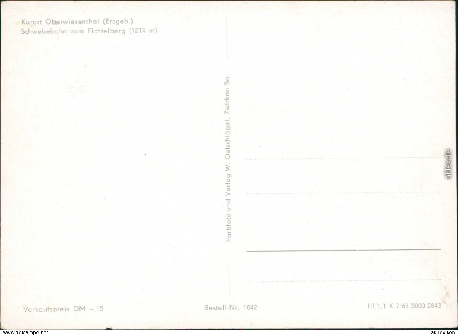 Ansichtskarte Oberwiesenthal Fichtelberg-Schwebebahn / Seilbahn 1963 - Oberwiesenthal