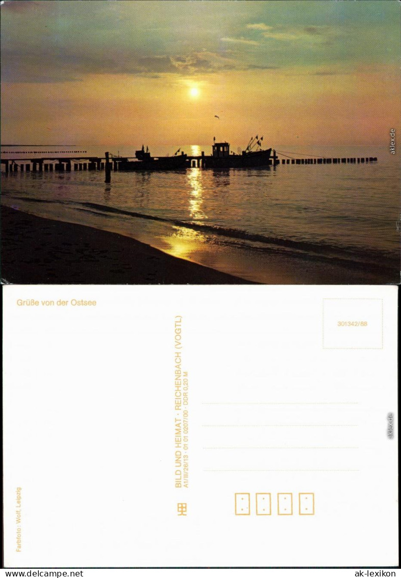 Mecklenburg Vorpommern Grüße   Ostsee: Fischerboot Bei Sonnenuntergang 1988 - Schwerin