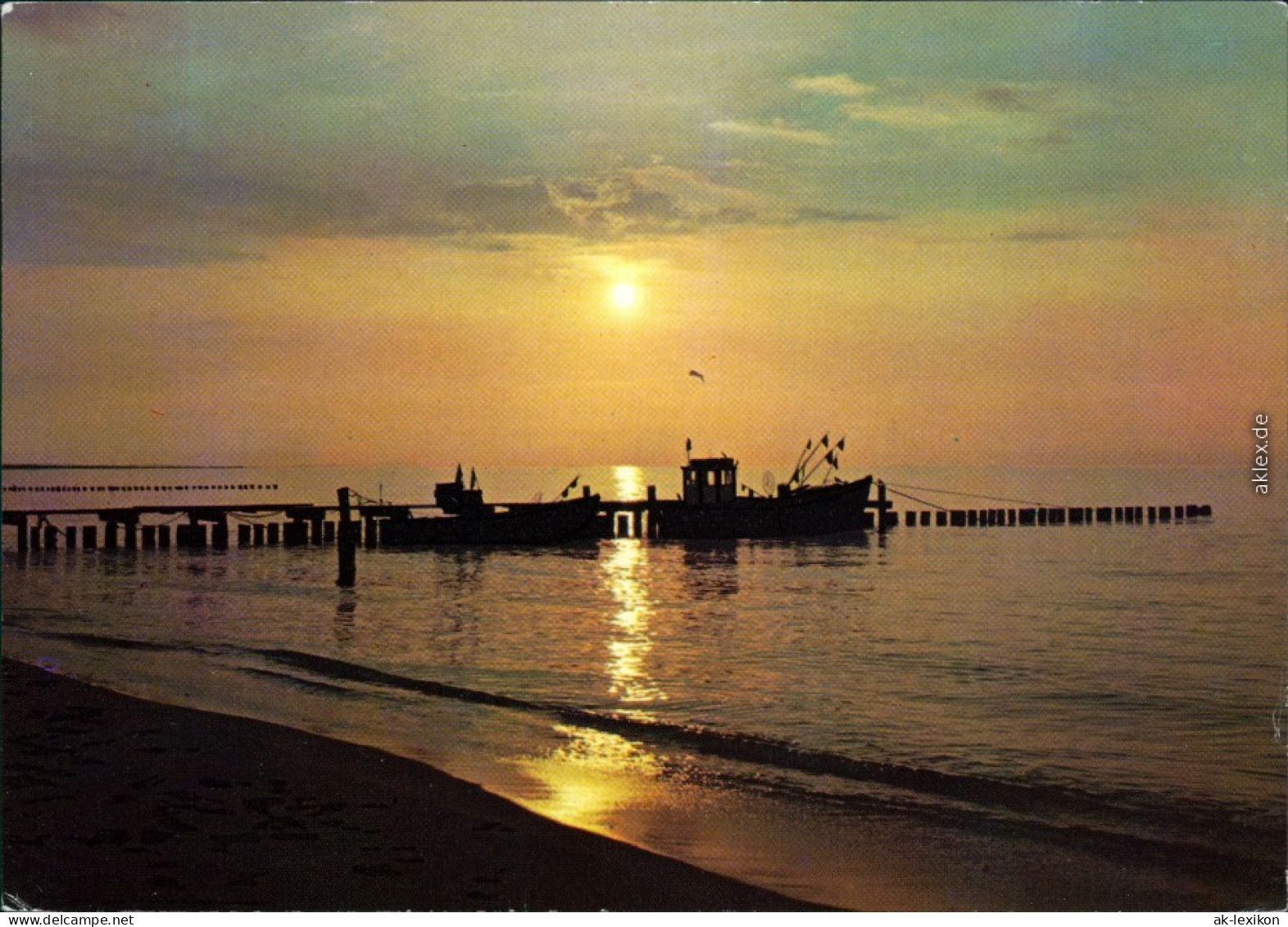 Mecklenburg Vorpommern Grüße   Ostsee: Fischerboot Bei Sonnenuntergang 1988 - Schwerin