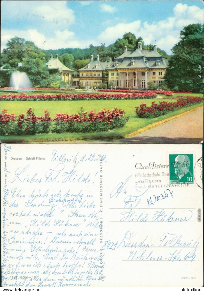 Pillnitz Schloss Pillnitz Mit Schloßgarten Ansichtskarte G1965 - Pillnitz