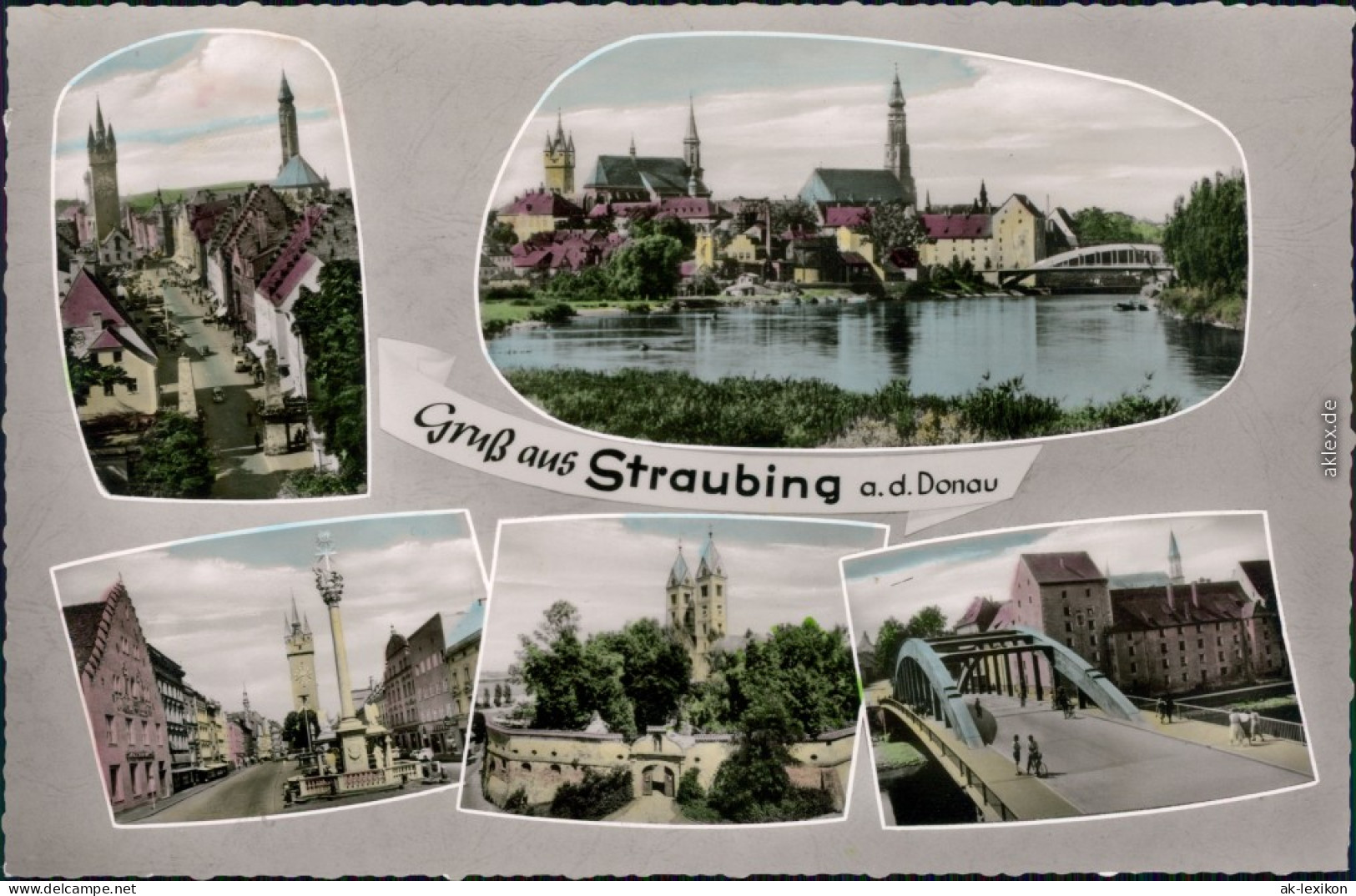 Ansichtskarte Straubing Überblick, Stadtturm, Kirche, Brücke 1968 - Straubing