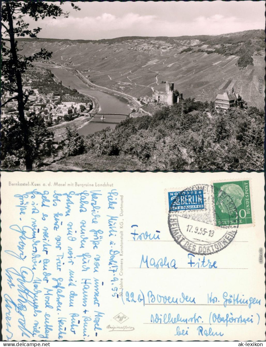 Bernkastel-Kues Berncastel-Cues Panorama-Ansicht Mit Bergruine Landshut 1955 - Bernkastel-Kues