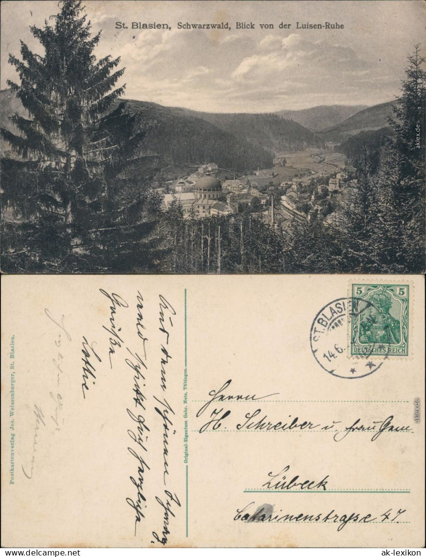 St. Blasien Panorama-Ansicht Mit Dom - Blick Von Der Luisen-Ruhe 1913 - St. Blasien