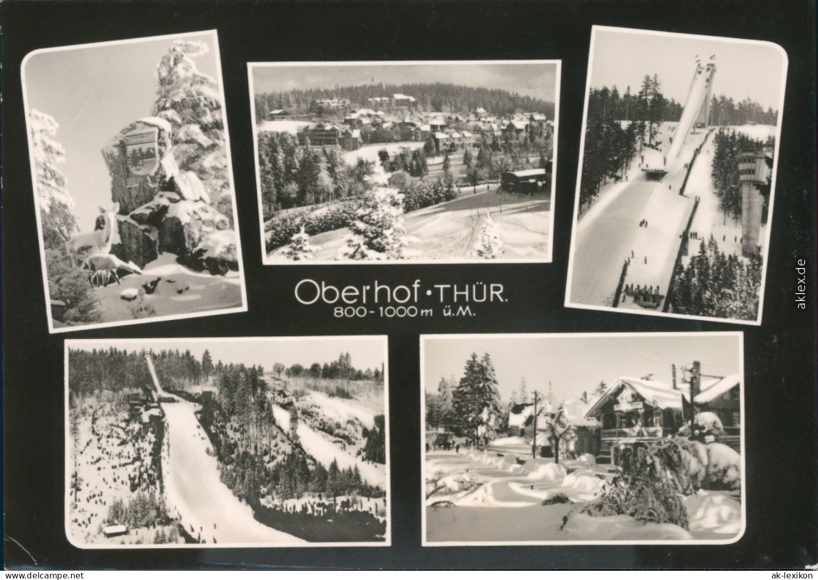 Ansichtskarte Oberhof (Thüringen) Stein, Überblick, Schanzen, Hotels 1966 - Oberhof