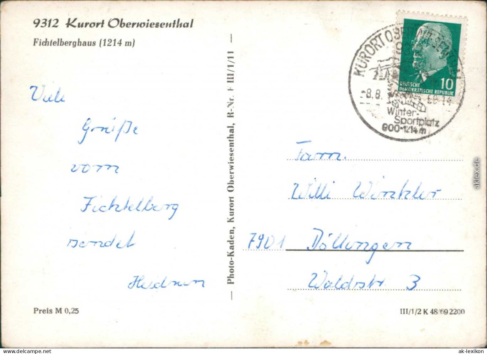 Ansichtskarte Oberwiesenthal Fichtelberghaus Und Wetterwarte 1969 - Oberwiesenthal