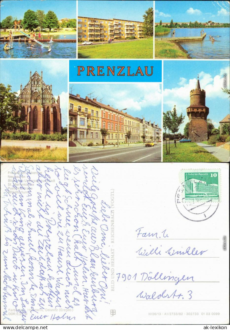 Prenzlau Freibad Neubauten Puschkinstr St. Marienkirche G1982 - Prenzlau