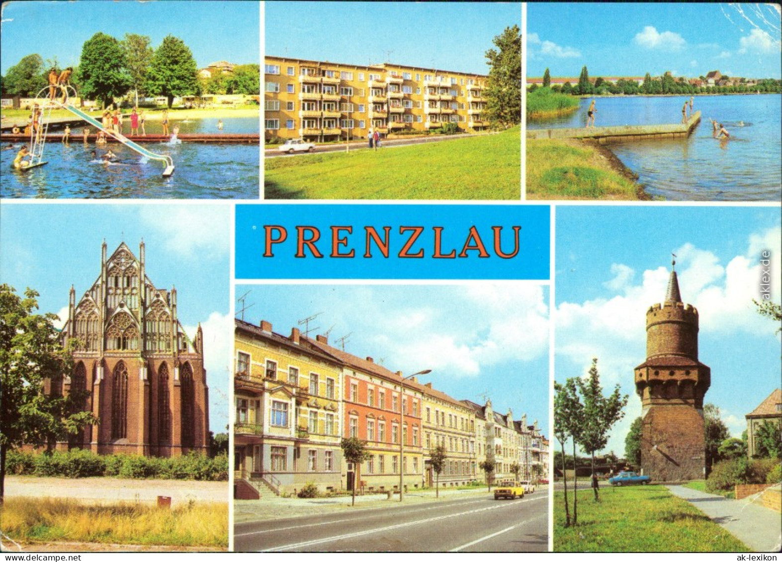 Prenzlau Freibad Neubauten Puschkinstr St. Marienkirche G1982 - Prenzlau