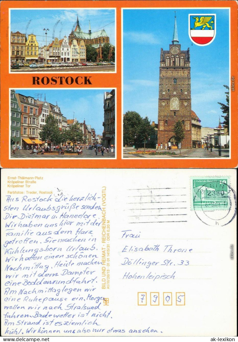 Rostock Neuer Markt Marktplatz - Ernst-Thälmann-Platz Kröpeliner Tor G1989 - Rostock