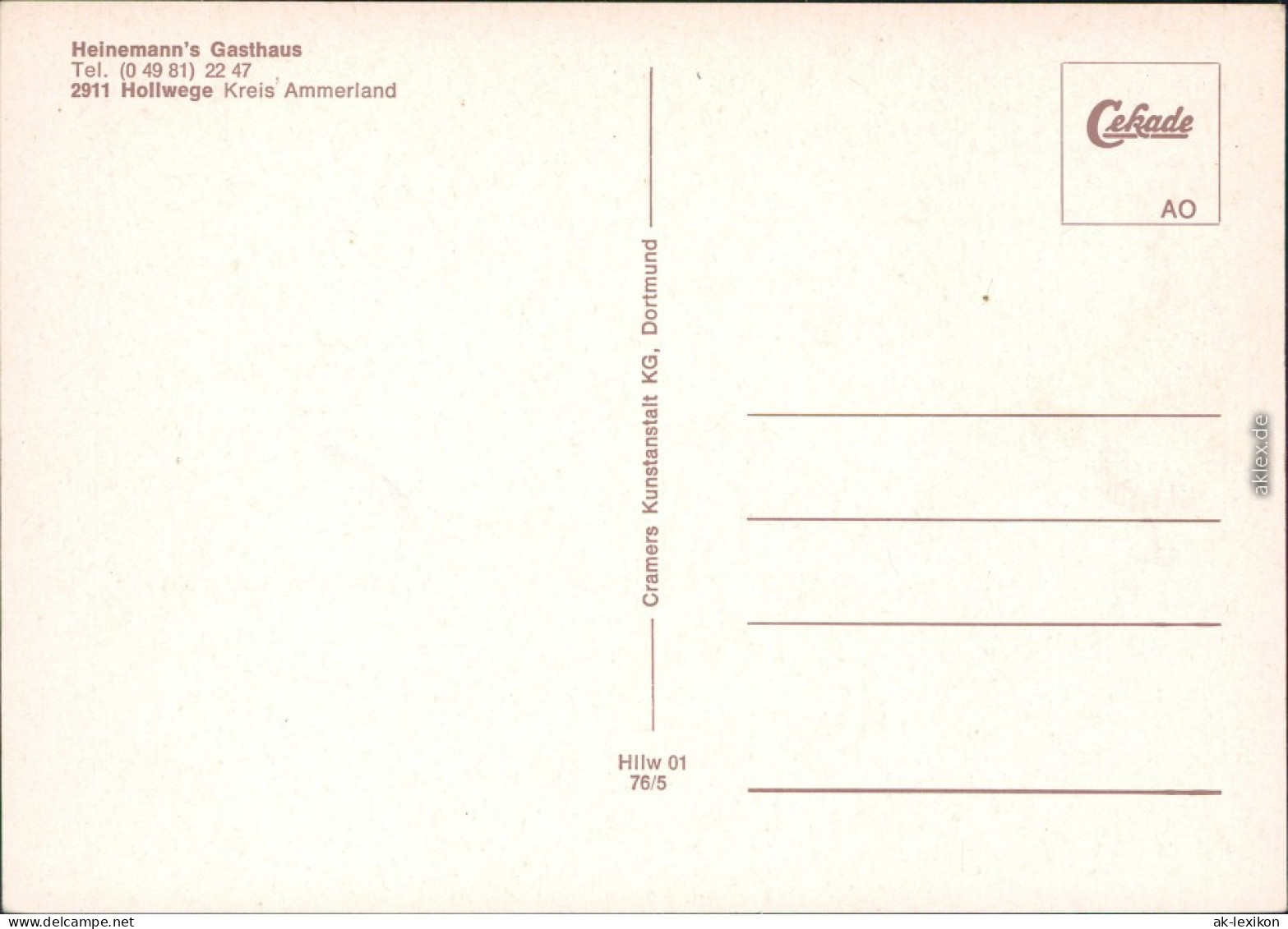 Hollwege-Westerstede 4 Bild: Heinemanns Gasthof Innen Und Außen 1976 - Westerstede